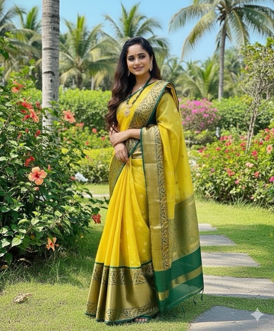 Heavy Linen Print Saree