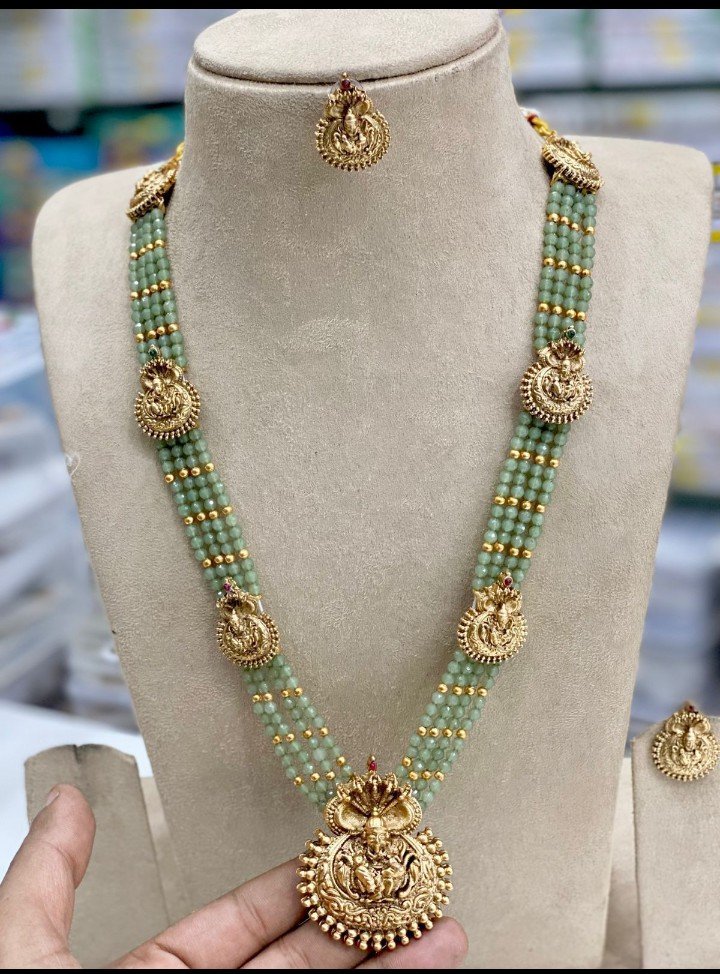 Designer Crystal Temple necklace set 