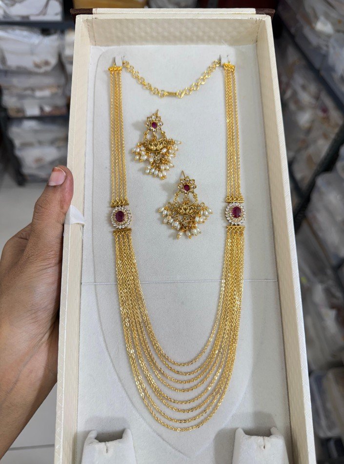 Designer brass necklace set