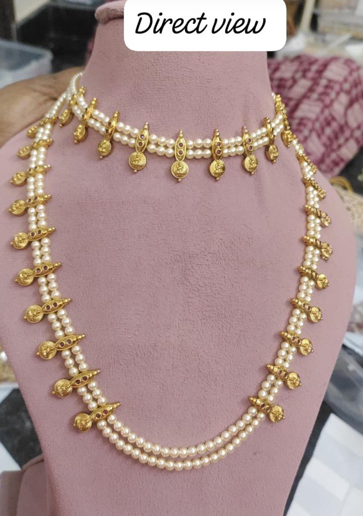 Designer Temple necklace on Swarovski pearls 