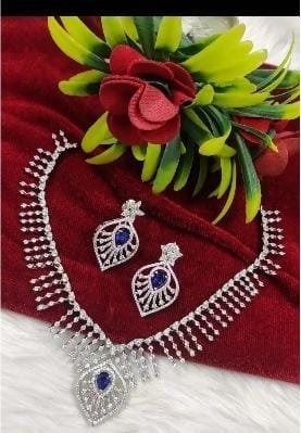 Elegant Silver Zircon Necklace & Earring Set 